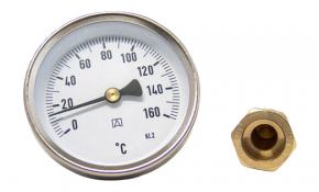 Thermometer DN 63 mm, Tauchhülse 1/2" x 45 mm, Schrift "schwarz"