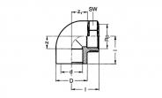 PVC-U Klebefitting Winkel 90° mit Gewinde 40 mm - 1 1/4" - Bild 2