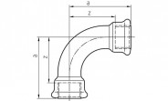 Temperguss Fitting verzinkt Bogen 90° lang (i/i) 2" - Nr. 2 - Bild 2