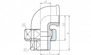 Temperguss Fitting schwarz Winkelverschraubung flach dichtend (i/i) 1" - Nr. 95 - Bild 2