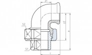 Temperguss Fitting schwarz Winkelverschraubung konisch dichtend (i/i) 1/2" - Nr. 96 - Bild 2